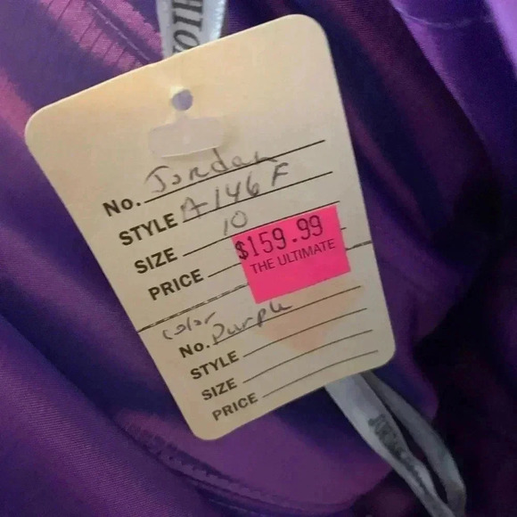 Jordan Size 10 Purple Iridescent Taffeta Side Draped Long Bridesmaid  Dress Prom - Picture 6 of 9